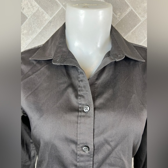 Banana Republic chemise button up long sleeve top in silvery grey size 2 no iron - Picture 4 of 6